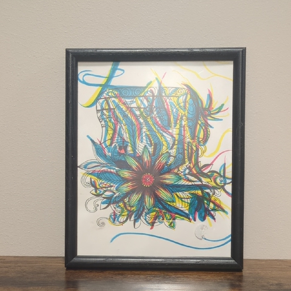 "Technicolor Dreamhorse": Vivid Poetic Abstract Art in Secondhand Black Frame